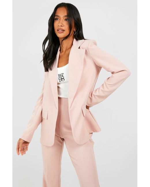 Boohoo Petite Single Breasted Relaxed Blazer in Pink | Lyst UK
