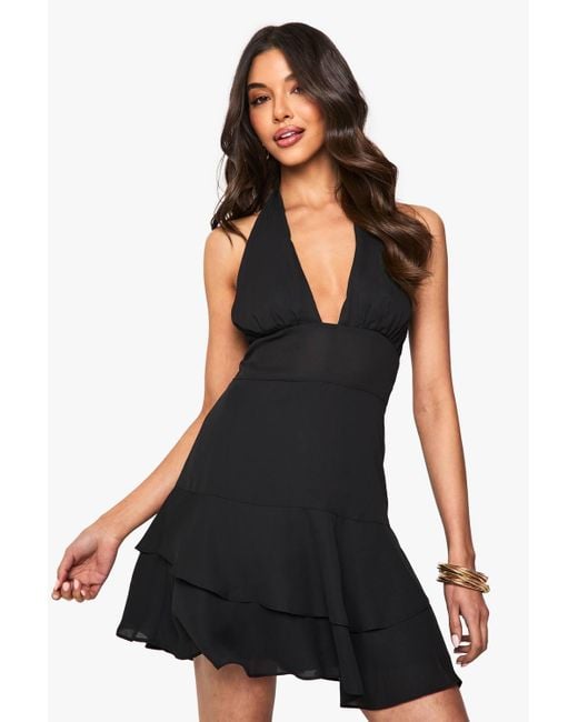 black chiffon skater dress TORRID (00X) M/10 Black Textured Stitch Chiffon Skater Dress bell sleeve stretch