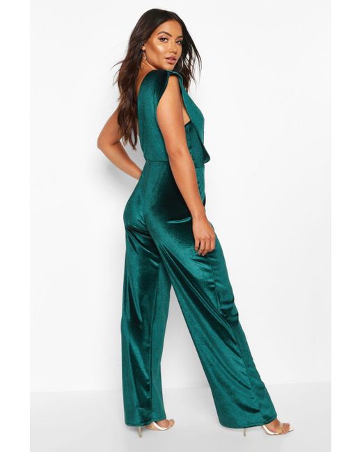 Boohoo Womens Velvet Drape One Shoulder 