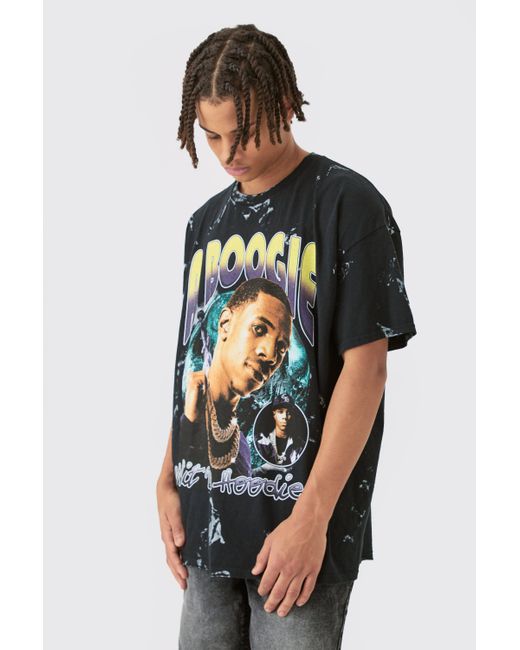 Boohoo Black Oversized A Boogie Wash License T-shirt