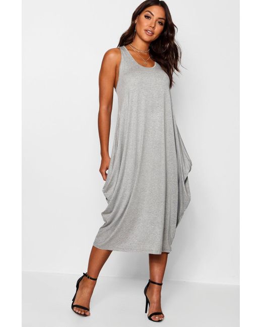 racer back ruched maxi dress