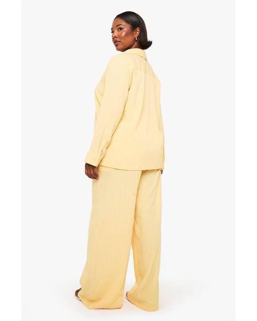 Boohoo Metallic Plus Textured Crinkle Wide Leg Trouser