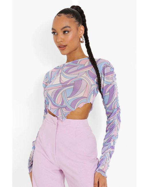 floral mesh sleeve top