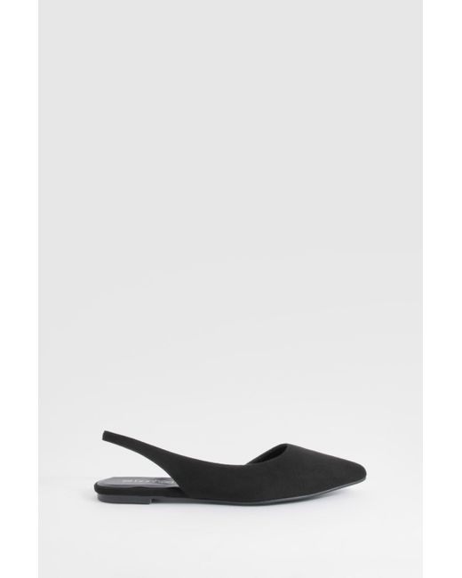 Boohoo White Slingback Faux Suede Pointed Flats