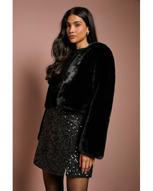 Coast Black Occasion Short Edge To Edge Fur Coat