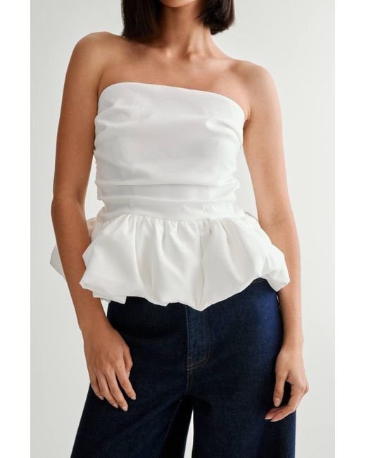 Nasty Gal Blue Tailored Puffball Hem Top