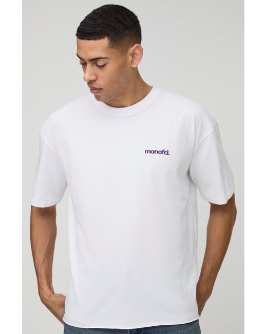 Camiseta Oversize Recta Con Estampado Gráfico De Palmera Boohoo de color White