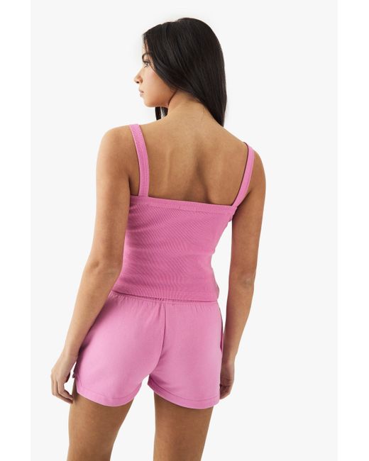 Boohoo Pink Basics Thick Binding Rib Vest Top