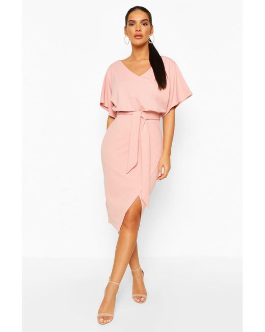 boohoo pink midi dress
