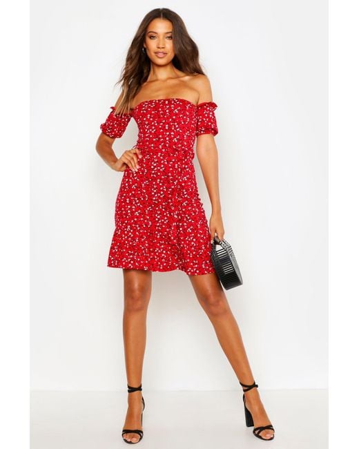 boohoo red floral dress