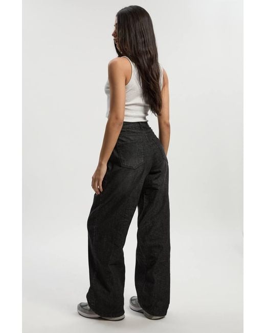 Boohoo Blue Basic High Waist Boyfriend Jean
