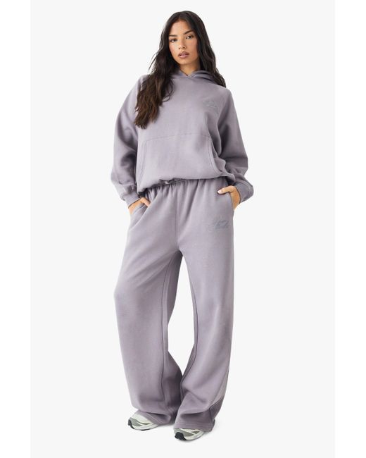 Pantalón Deportivo Recto Con Bordado Dsgn Studio Boohoo de color Purple