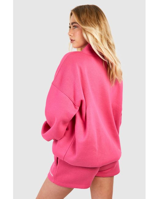 Dsgn Studio Script Oversized Half Zip Sweatshirt Boohoo de color Pink