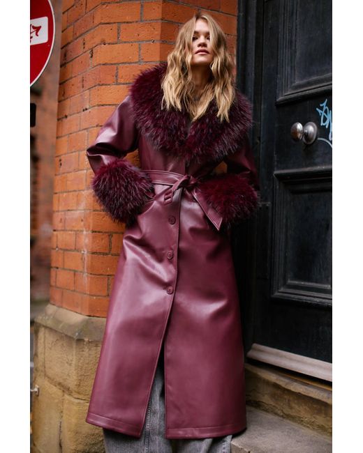 Nasty Gal Purple Plush Tipped Fur Maxi Coat