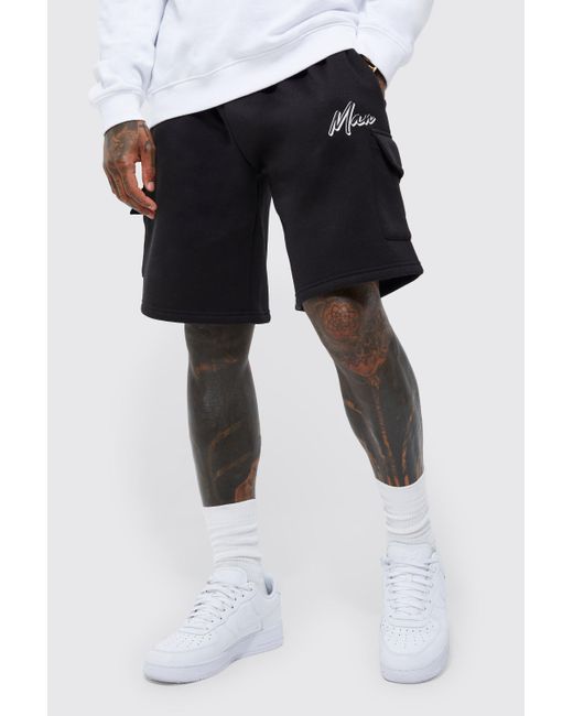 BoohooMAN Lightweight Man Oversized Mid Length Cargo Short in Blue for Men Lyst