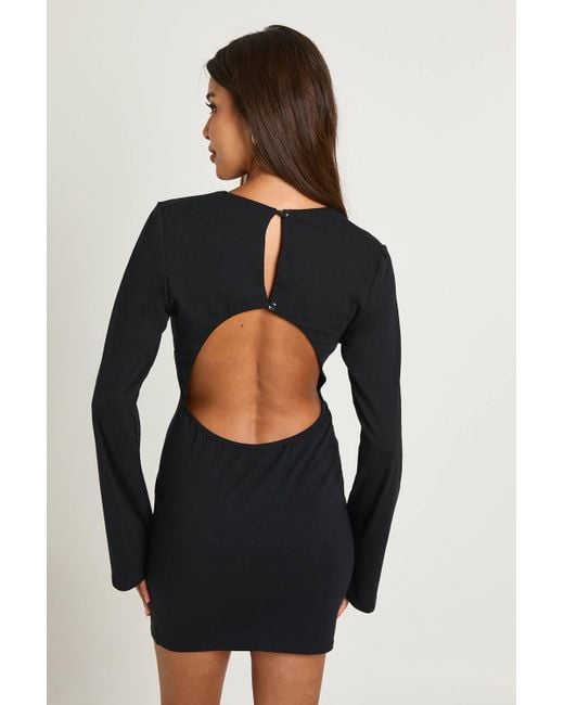 Boohoo V Neck Long Sleeve Mini Dress in Black | Lyst Boohoo V Neck Long Sleeve Mini Dress in Black | Lyst