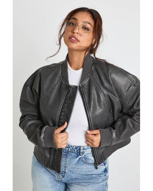 Boohoo Black Plus Zip Up Bomber Jacket