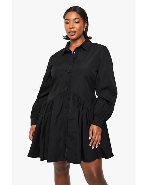 Boohoo Black Plus Skater Shirt Dress