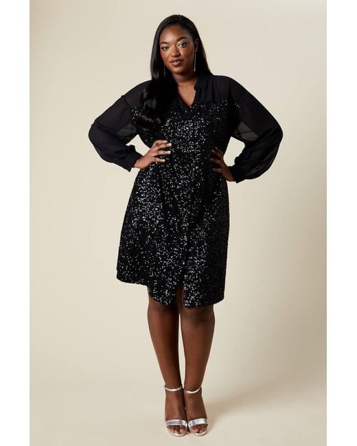 plus sequin shirt dress ELOQUII Women's Plus Size Sequin Shirt Dress