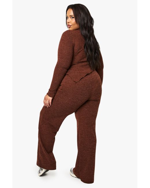 Boohoo Red Plus Rouched Top And Trouser Co-Ord