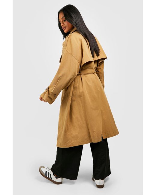 Boohoo Natural Oversized Belted Trench Coat