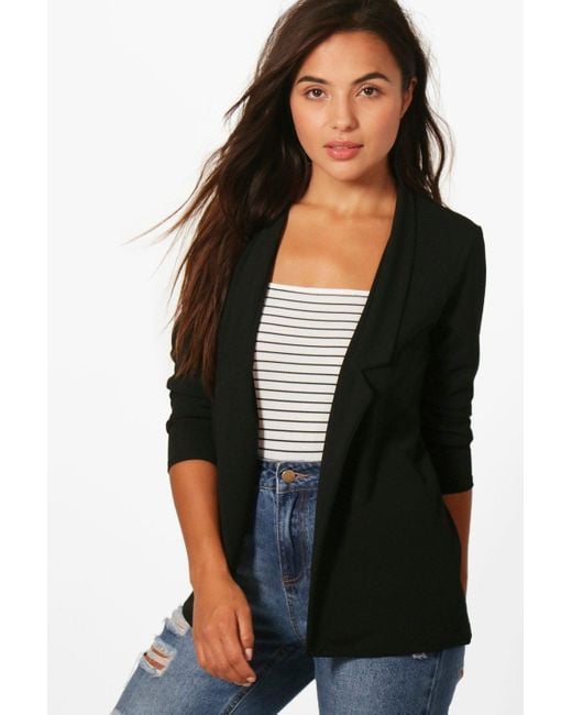 Petite Black Oversized Boyfriend Blazer with Notch Oman Ubuy