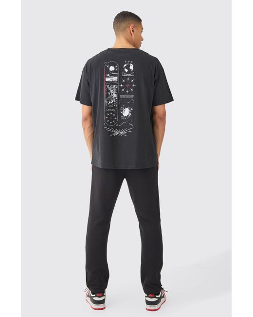 BoohooMAN Oversized Space Graphic T-shirt in Black für Herren