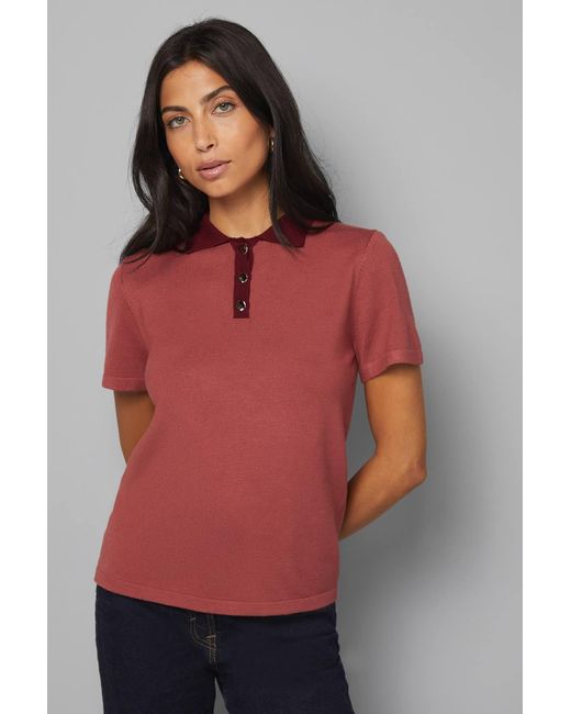 Wallis Red Colour Block Polo