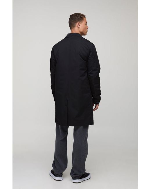 Tall Regular Fit Quilted Padded Longline Mac Jacket In Black BoohooMAN de hombre de color Blue