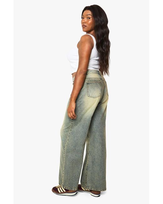 Boohoo Blue Basics Plus Basics High Waisted Wide Leg Jeans