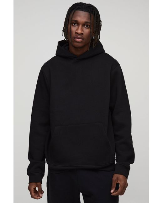 Tall Basic Regular Fit Over The Head Hoodie Boohoo de color Black