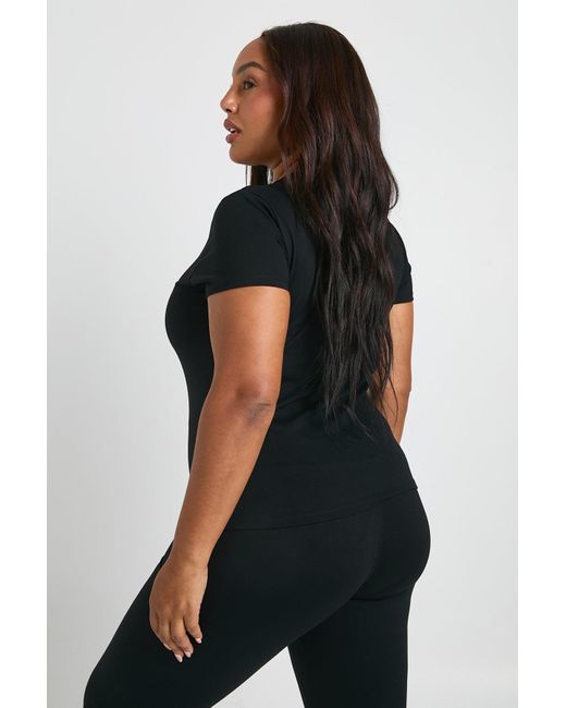 Boohoo Black Plus Supersoft Peached Sculpt Top