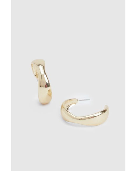 Chunky Abstract Medium Hoop Earrings Boohoo de color Brown