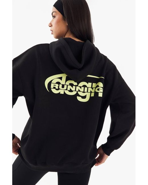 DSGN Studio Blue Run Club Oversized Printed Hoodie