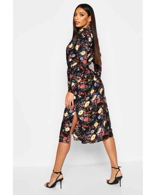 boohoo floral shirt dress