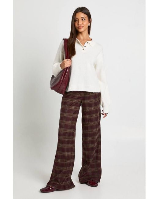Boohoo White Collared Button Down Oversized Knitted Jumper