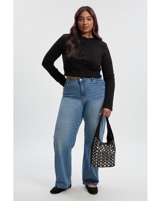Boohoo Blue Plus Basic Straight Leg Jean