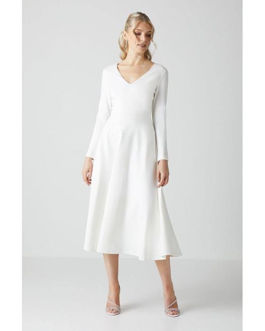 Coast V Neck Full Skirt Midi Wedding Dress in White | Lyst Coast V Neck Full Skirt Midi Wedding Dress in White | Lyst