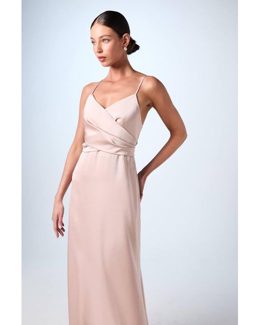 Coast Brown Wrap Waist Satin Cami Bridesmaid Dress