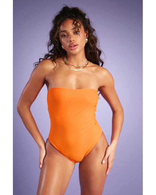 Boohoo Orange Mix & Match Bandeau Bathing Suit