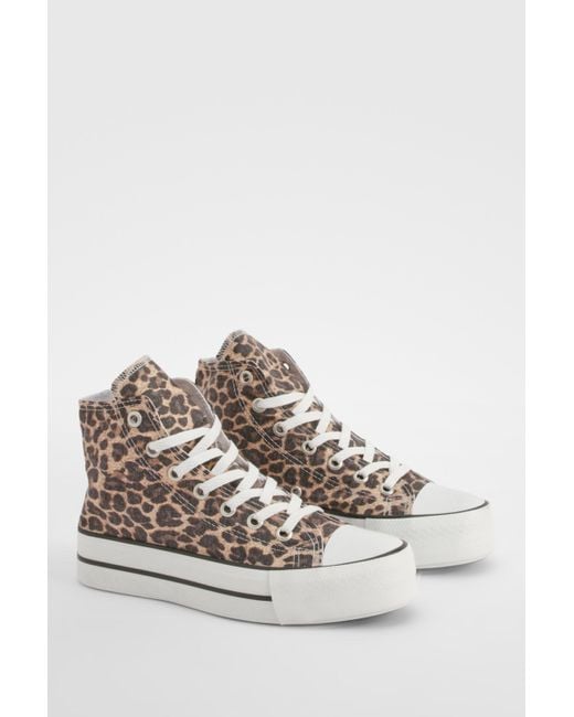 Boohoo Multicolor Leopard High Top Sneakers