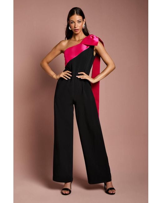 Coast Black Bow One Shoulder Jumpsuit