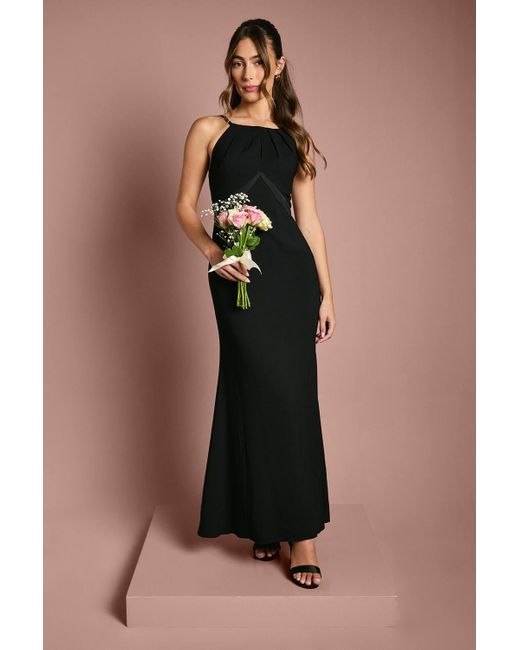 Coast Black Halter Maxi Bridesmaid Dress With Back Sash Detail