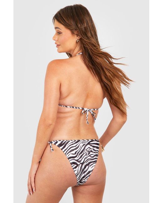 Boohoo Maternity Zebra Tie Side Bikini in Brown | Lyst Canada