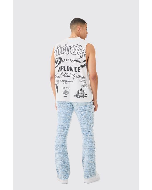 BoohooMAN Blue Oversized Large Scale Branded Tank for men