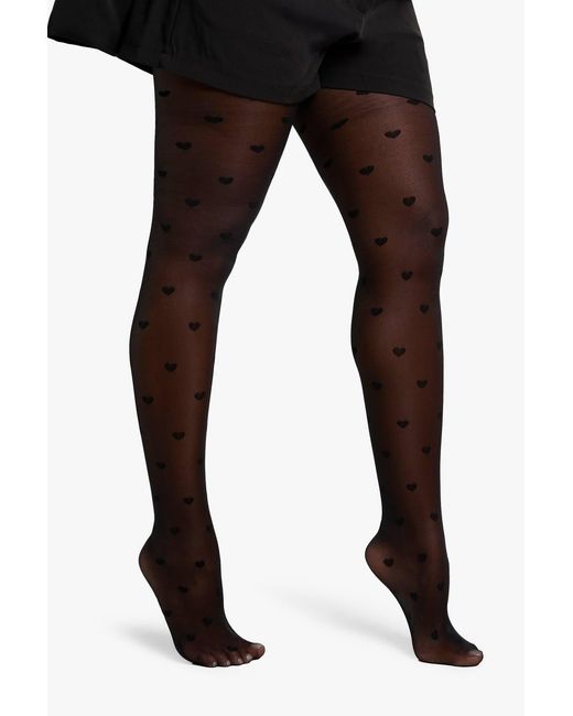 Boohoo Black Plus Heart Pattern Tights
