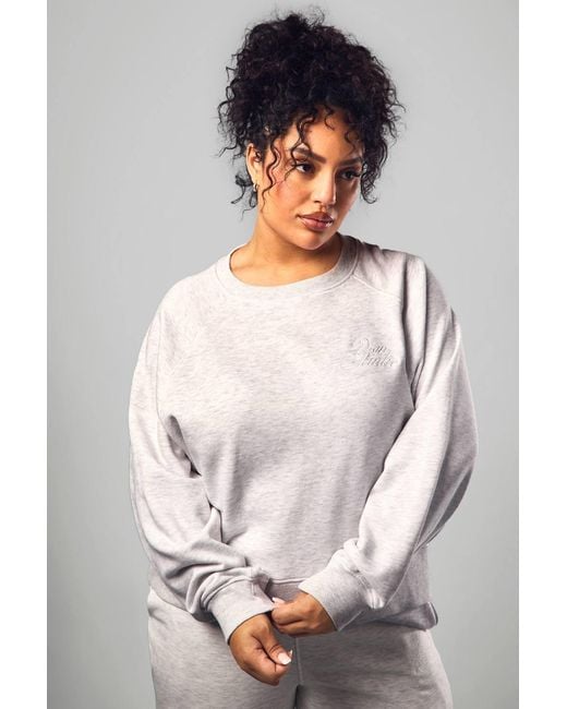 Boohoo Gray Plus Script Boxy Sweatshirt