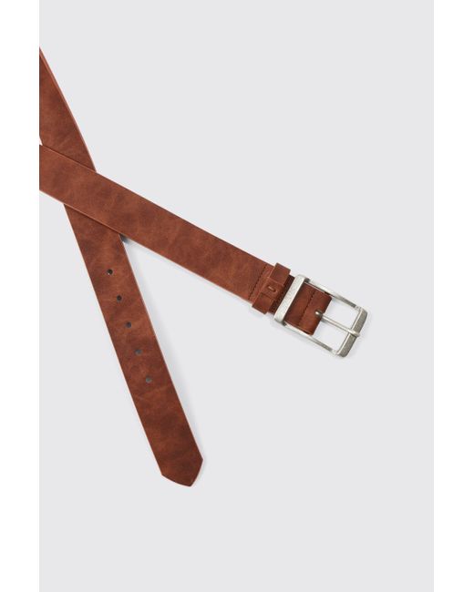 Boohoo Brown Distressed Faux Leather Belt