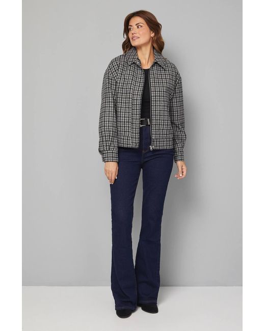 Wallis Gray Flannel Zip Through Bomber Jacket