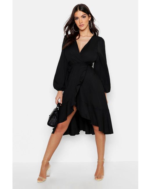 ruffle wrap skater dress